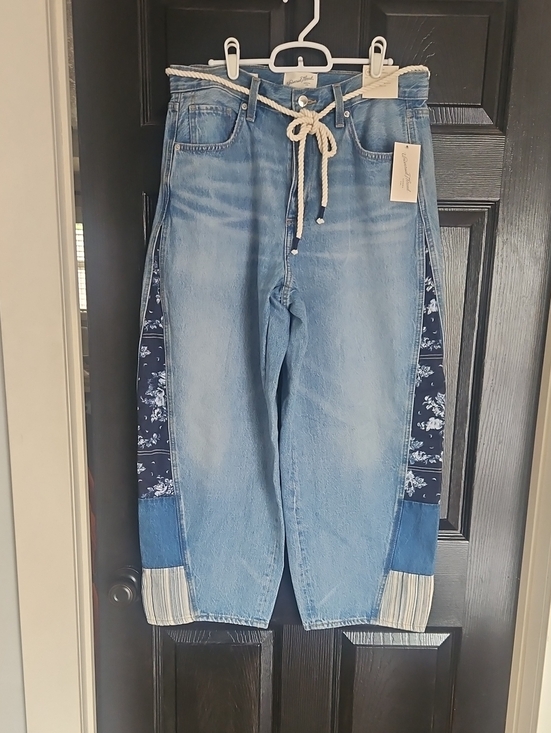 Universal Thread Denim - Light Blue Patchwork Women's Jeans with Rope Waist